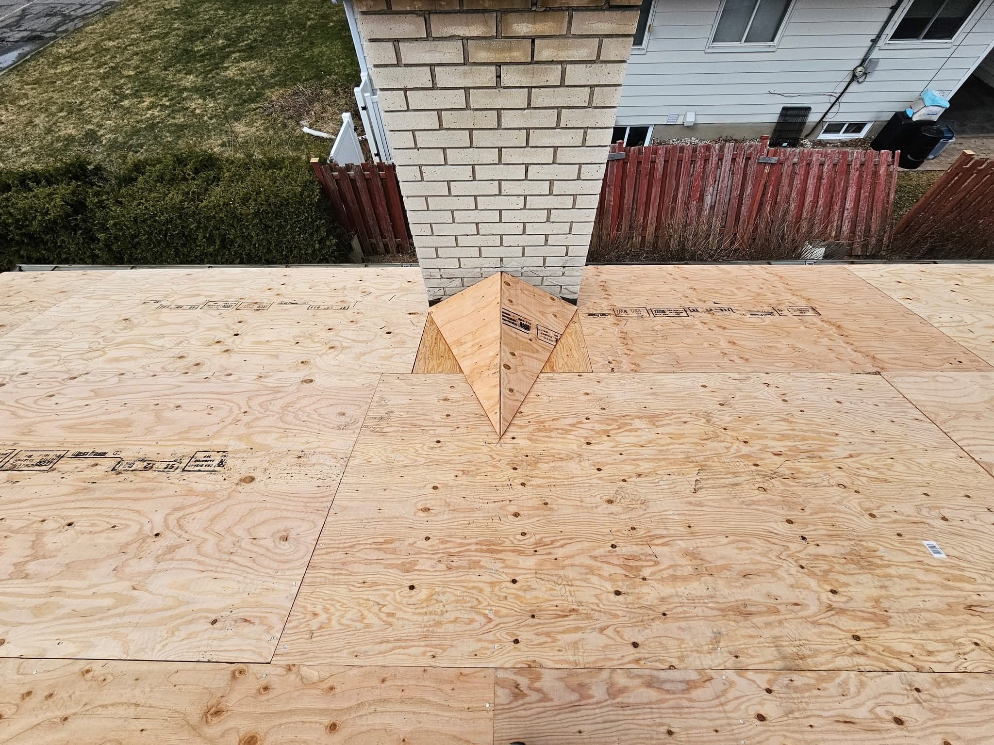 Old chimney flashing removed