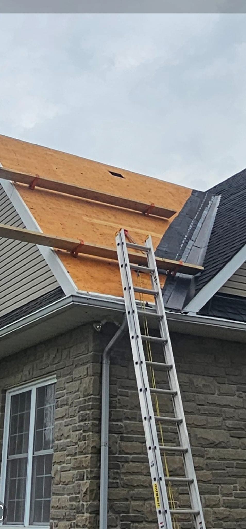 Roof stripped down to the sheeting